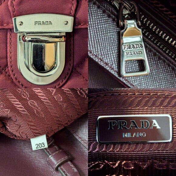 PRADA Impuntu Tessuto Quilted Nylon Chain Crossbody Bag Granato - Picture 6 of 14